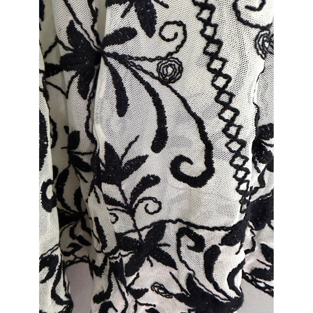 Zara Collection White‎ Mesh Layers Black Floral Embroidered Mini Skirt L Flirty - Picture 6 of 10
